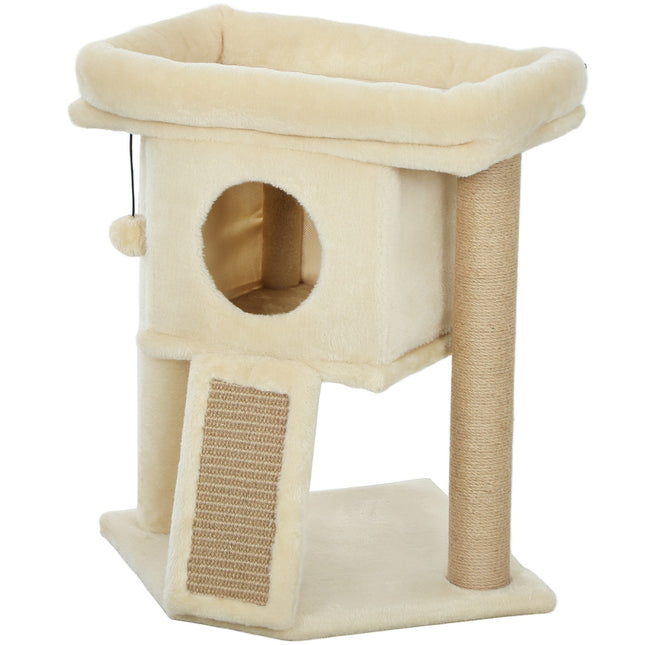 PAWROOM - Kissapuu juuttiraapimismattolla, sänky, lelupallo, beige