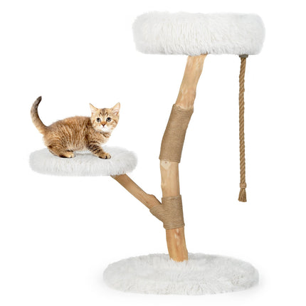 PAWROOM - Kissanpuu 3 pehmoisella alustalla, juuttipylväät, 90 cm