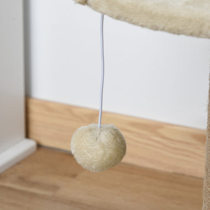 PAWROOM - Pieni Raapimispylväs, 49 Cm Kissanpuu, Kissan Raapimistolppa Leikkipallolla, Makuualusta, Kiipeilypuu Kissoille Enintään 4 Kg, Kissakalusteet, Juutti, Kahvi