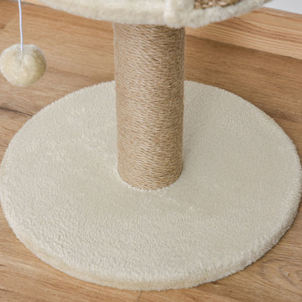 PAWROOM - Pieni Raapimispylväs, 49 Cm Kissanpuu, Kissan Raapimistolppa Leikkipallolla, Makuualusta, Kiipeilypuu Kissoille Enintään 4 Kg, Kissakalusteet, Juutti, Kahvi