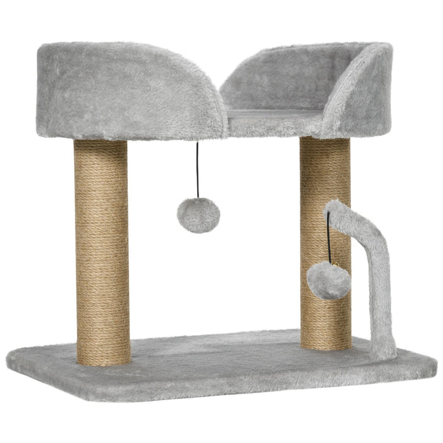 PAWROOM - Cat Tree 42 cm, Jute Scratching Post, Platform, Gray