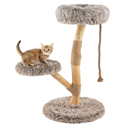 PAWROOM - Kissapuu, jossa 3 pehmotasoa, juuttitolpat, 90 cm