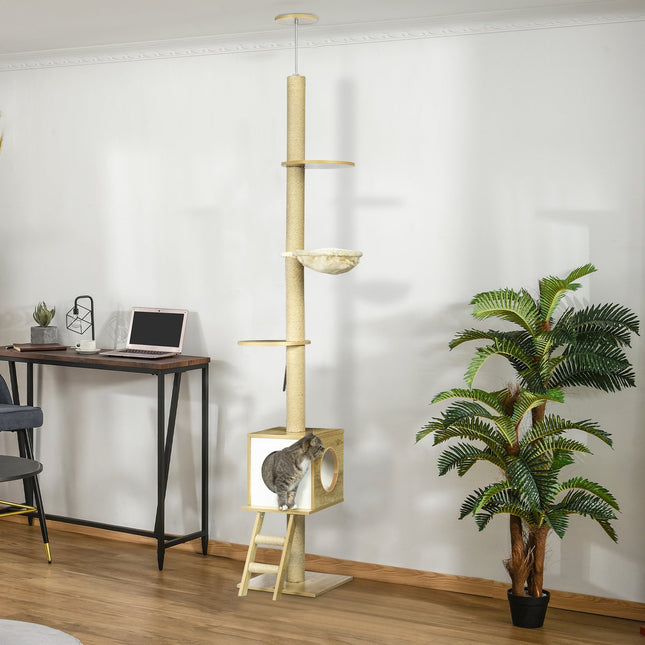 PAWROOM - Cat scratching post with high ceiling with house and hammock