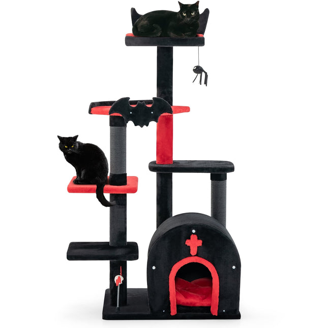 PAWROOM - Gothic Cat Tree, 134 cm, Platforms & Scratching Posts