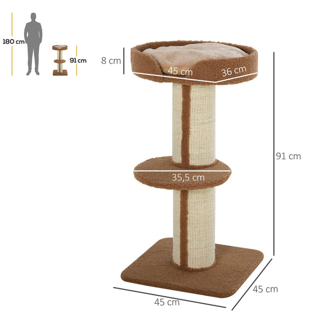 PAWROOM - Cat scratching tree with removable cushions, sisal, 45x45x91cm