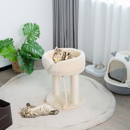 PAWROOM - Kissapuu kissan raapimistolppa pehmeällä istuinsisalitornilla kissoille beige