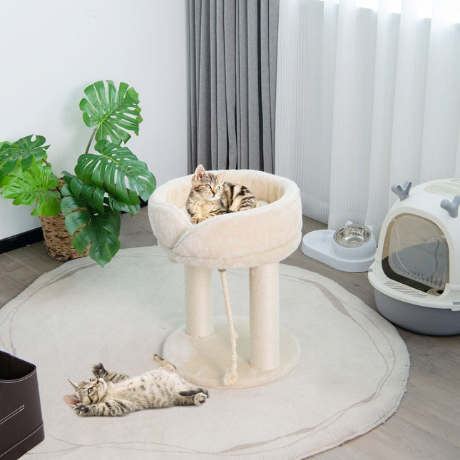 PAWROOM - Kissapuu kissan raapimistolppa pehmeällä istuinsisalitornilla kissoille beige