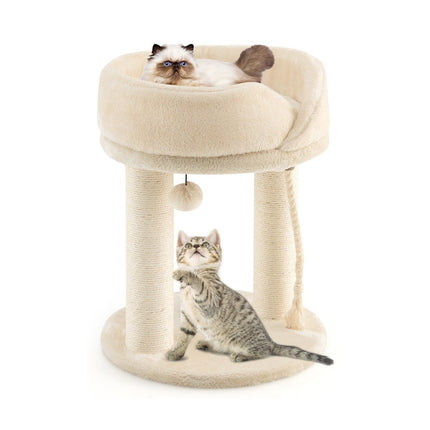 PAWROOM - Kissapuu kissan raapimistolppa pehmeällä istuinsisalitornilla kissoille beige
