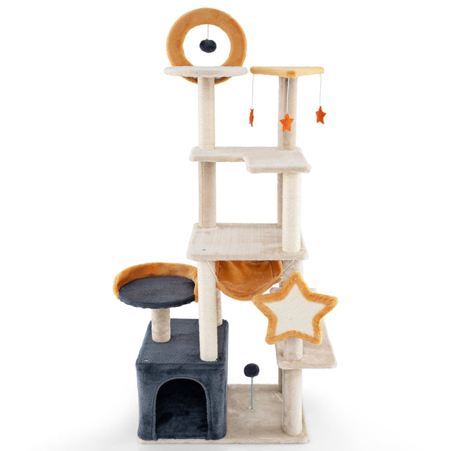 PAWROOM - 160 cm Cat Tree with Sisal Posts & Multi-Level Condo