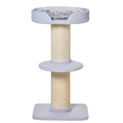 PAWROOM - Raaputustolppa, kantavuus 30kg, leikkipuu raaputustolppalla, alusta, sisal, vaaleansininen, 45x45x91cm