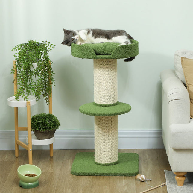 PAWROOM - Kissapuu 91 cm, sänky, tasot, sisaltolpat, vihreä