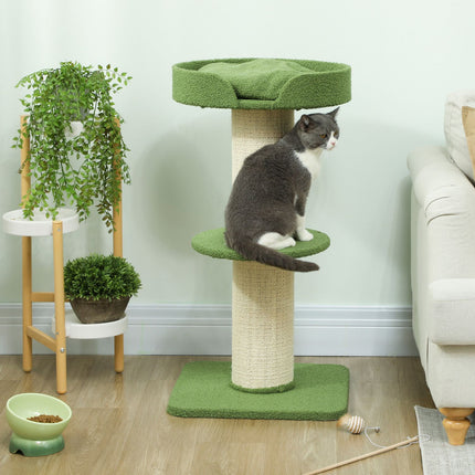 PAWROOM - Cat Tree 91cm with Bed, Platforms, Sisal Posts, Green