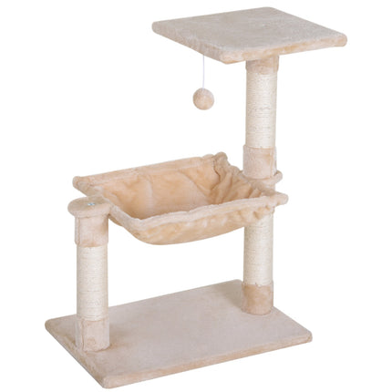 PAWROOM - Kiipeilypuu Beige Raaputustolppa Sisal Pylväs Pehmo Riippumatto 50X36X70Cm