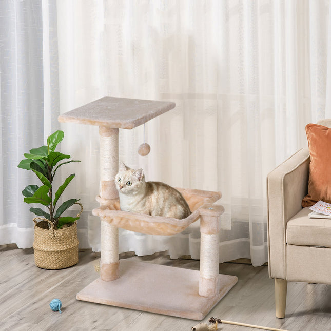 PAWROOM - Cat tree scratching post with sisal and plush hammock 50cm