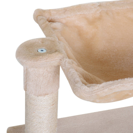 PAWROOM - Kiipeilypuu Beige Raaputustolppa Sisal Pylväs Pehmo Riippumatto 50X36X70Cm