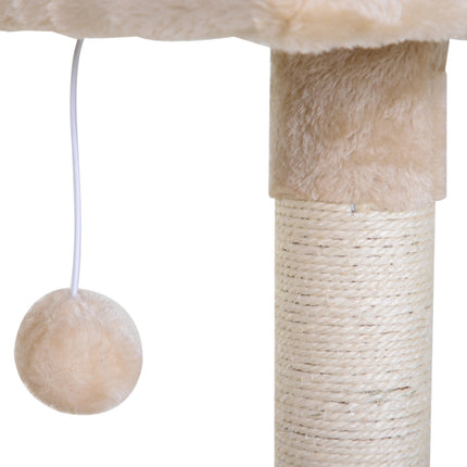PAWROOM - Kiipeilypuu Beige Raaputustolppa Sisal Pylväs Pehmo Riippumatto 50X36X70Cm