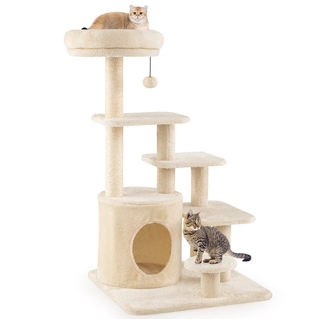PAWROOM - Multi-Level Cat Tree with Cave, Sisal Posts, 102cm