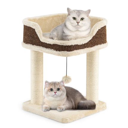 PAWROOM - Kissapuu, jossa pehmoinen istuin, sisaltolpat ja -pallo, beige