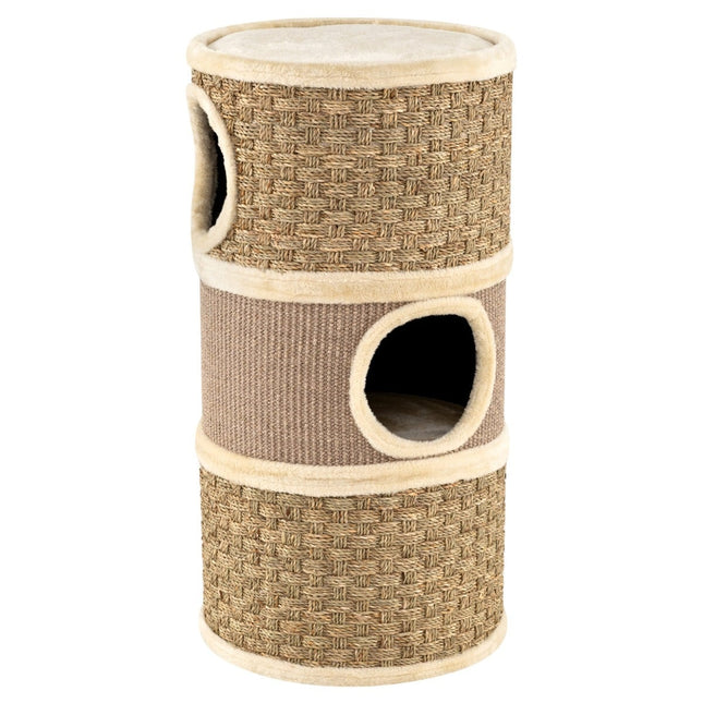 PAWROOM - Kissatorni sisalilla, meriheinällä, 3 piilopaikkaa, Ø 36 cm