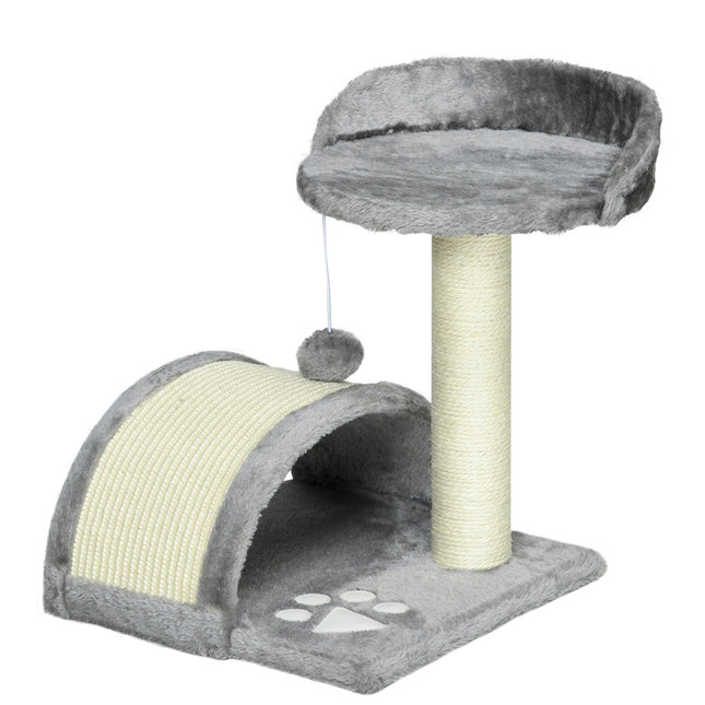 PAWROOM - Cat Scratching Tree with Sisal and Plush, Grey, 35.5x37x46 cm
