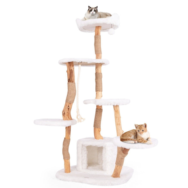 PAWROOM - 168 cm Cat Tree with Platforms, Cave, and Sisal Posts