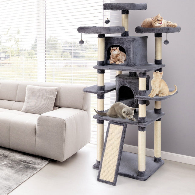 PAWROOM - 170 cm scratching post, climbing tree, cat tree, cat scratching post, scratching furniture, scratching posts, cave with play balls