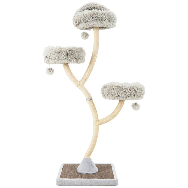 PAWROOM - 178 cm cat tree with sisal scratching posts & 3 warm lying surfaces & plush balls gray
