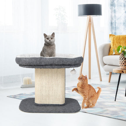 PAWROOM - Cat Tree with Plush Seat & Sisal Scratching Board, Gray