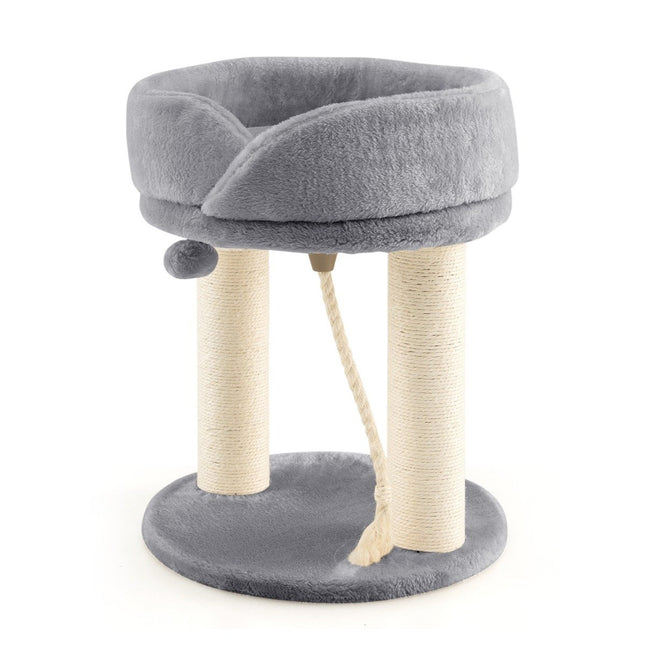 PAWROOM - Cat tree cat scratching post with soft seat sisal tower for cats gray