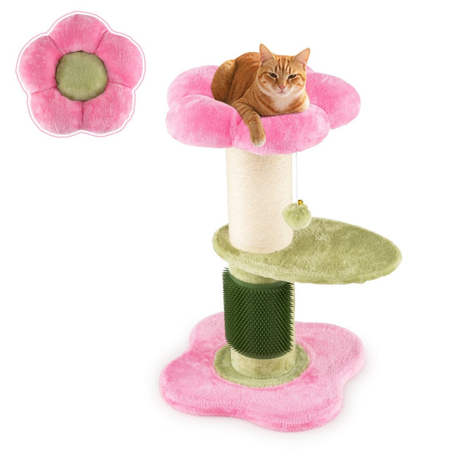 PAWROOM - Kissanpuu pehmoistuimella, sisalpylväs, 69 cm, pinkki