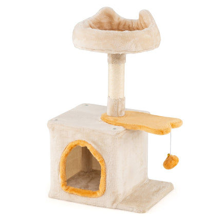PAWROOM - Cat Tree with Fish-Shaped Platform, Sisal Posts, Plush Seat