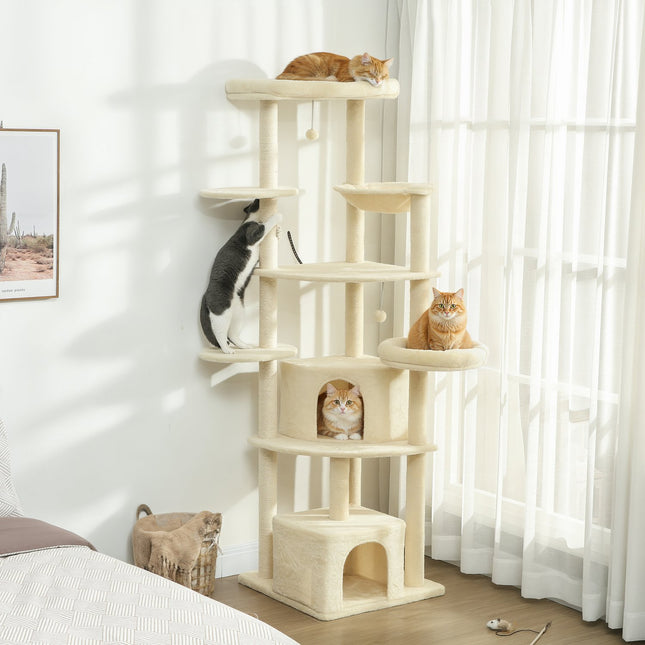 PAWROOM - Kissanpuu, 2m, monitasoinen, sisal, riippumatto, beige