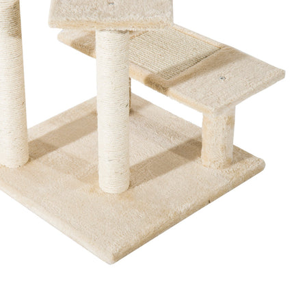 PAWROOM - Raapimispylväs Sisalpylväillä, Kissan Raapimispuu, Kissan Kiipeilypuu, Kissapuu, Beige, 50 X 50 X 100 Cm
