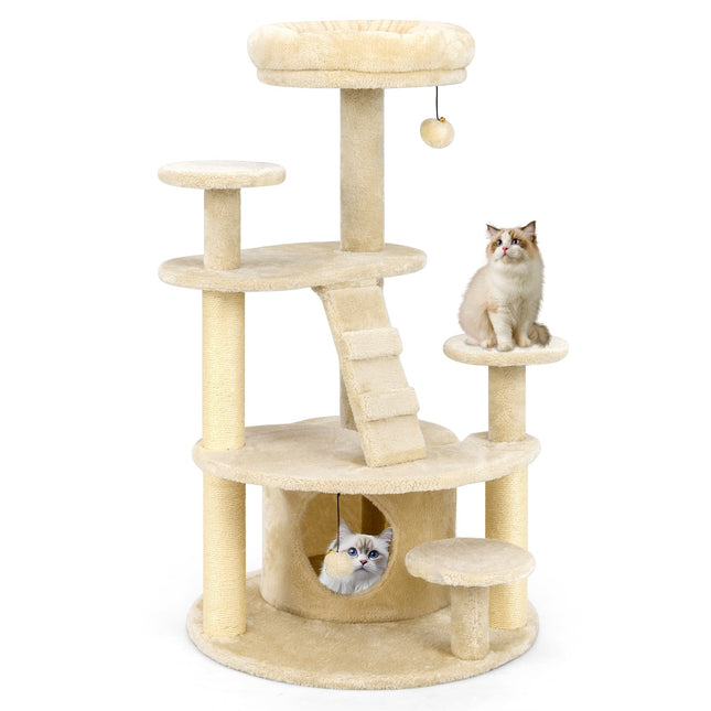 PAWROOM - Monikerroksinen kissanpuu luolalla ja raapimapuilla, beige