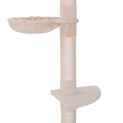 PAWROOM - Adjustable beige cat tower with sisal for climbing, 230-260cm
