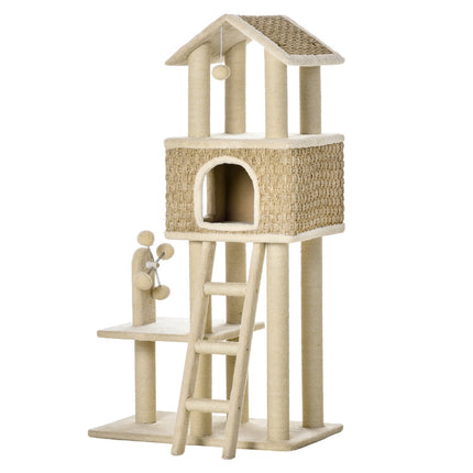 PAWROOM - Large cat scratching post with cave and toys - 130 cm