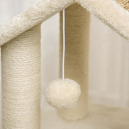 PAWROOM - Large cat scratching post with cave and toys - 130 cm