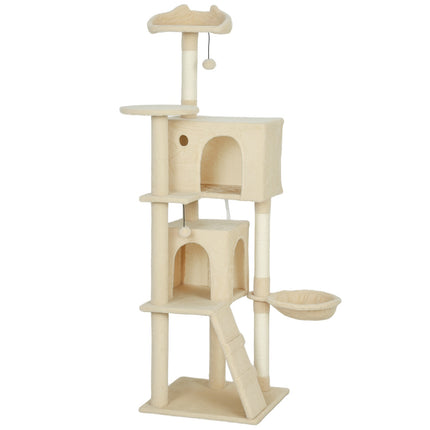 PAWROOM - Cat Tree 160 cm with Hammock, Ladder, Cave, Sisal Posts