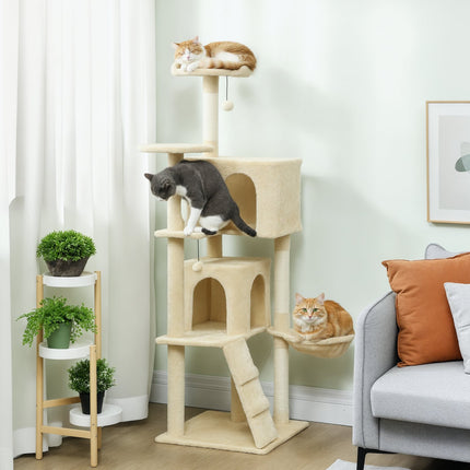 PAWROOM - Cat Tree 160 cm with Hammock, Ladder, Cave, Sisal Posts