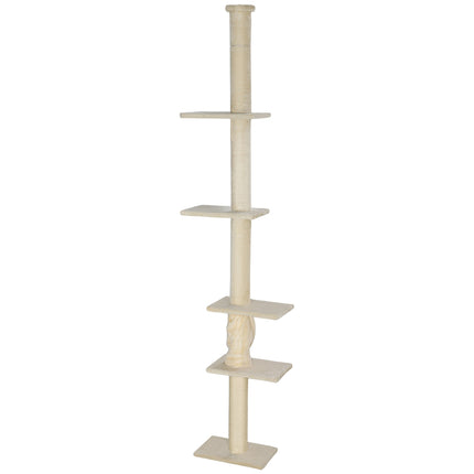 PAWROOM - Cat tree with high ceiling with platforms, 225-275 cm, cream