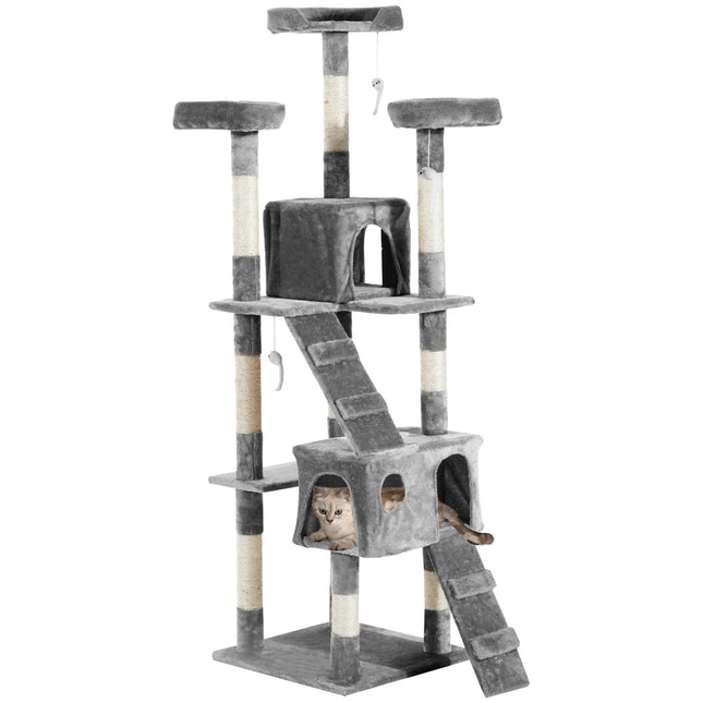 PAWROOM - Multi-level cat climbing tree, XXL grey, 50x50x170 cm