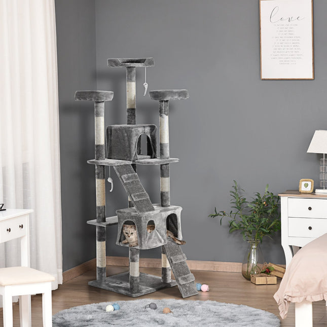 PAWROOM - Multi-level cat climbing tree, XXL grey, 50x50x170 cm