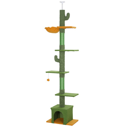 PAWROOM - Cat tree 230-275 cm with cave and play ball - Green
