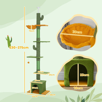 PAWROOM - Cat tree 230-275 cm with cave and play ball - Green