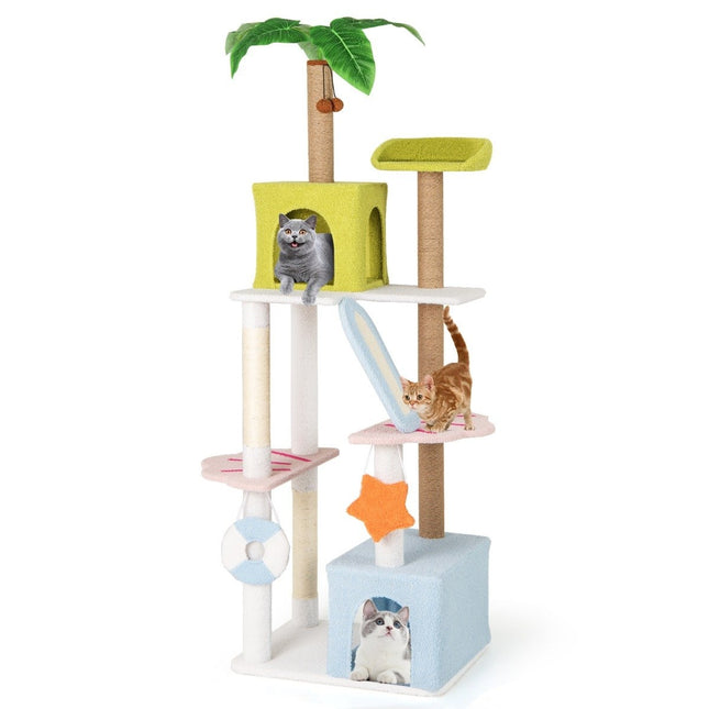 PAWROOM - Scratching post in beach design with 2 cat houses & viewing platform cat tower cat tree