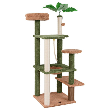 PAWROOM - 152 cm korkea raapimispylväs kotikissoille, monikerroksinen kissatorni sisalpylväillä