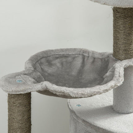 PAWROOM - Cat scratching tree with cave & sisal, 113 cm, light grey