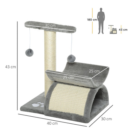 PAWROOM - Cat scratching post with play ball, 40x30x43 cm, light grey