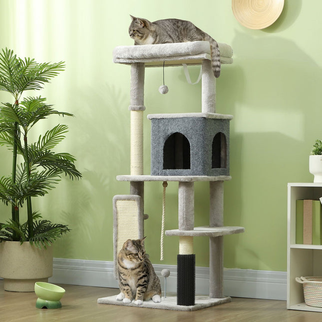 PAWROOM - Cat tree with cave, sisal poles & play ball, 132 cm