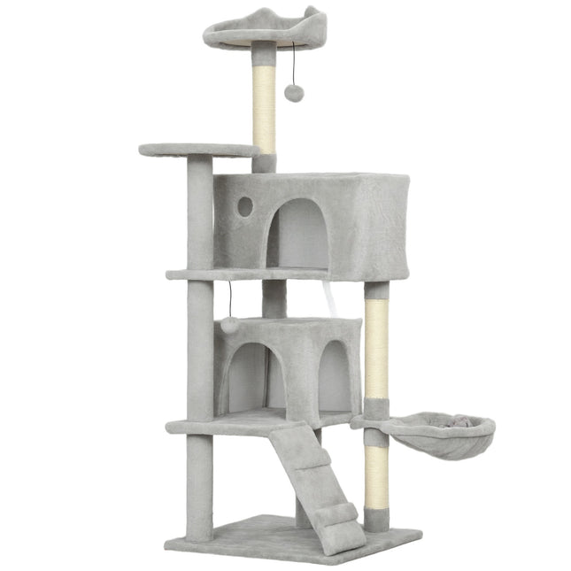 PAWROOM - Kissapuu 140 cm, monitasoinen, sisalpylväät, riippumatto